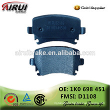 NAO disc brake pads OE quality Brake pad with shims (OE: 1k0698451 / FMSI: D1108)